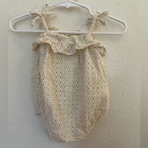 Rylee + Cru Ivory Eyelet Ruffle Romper - 3-6M